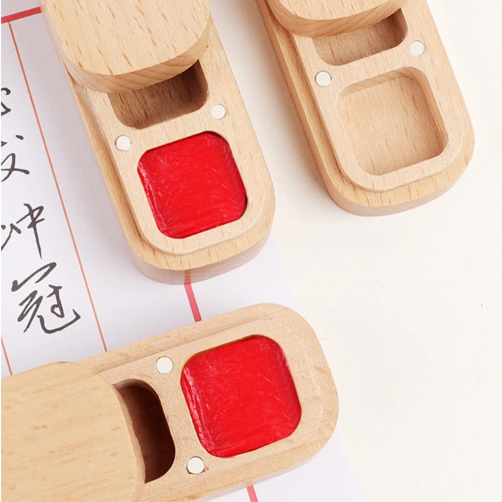 organisateur tampons bois naturel encreur support magnétique motif animal sculpté traditionnel artisanal