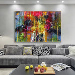tableau abstrait multicolore contemporain sans cadre impression toile decoration horizontal