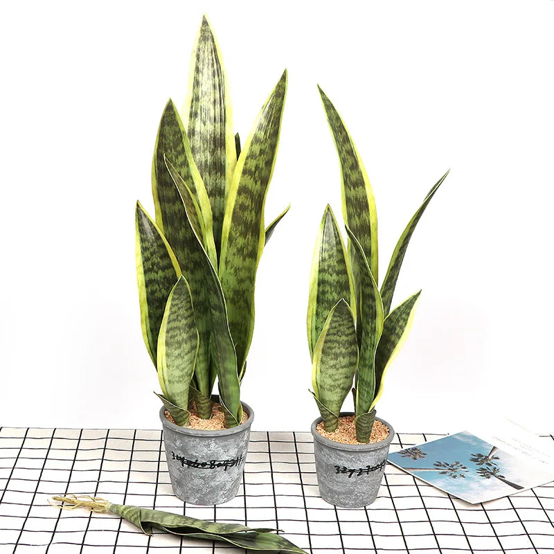 plantes artificielles vertes feuilles tropicales moderne decoration intérieure extérieur aloe vera sansevieria branches longues