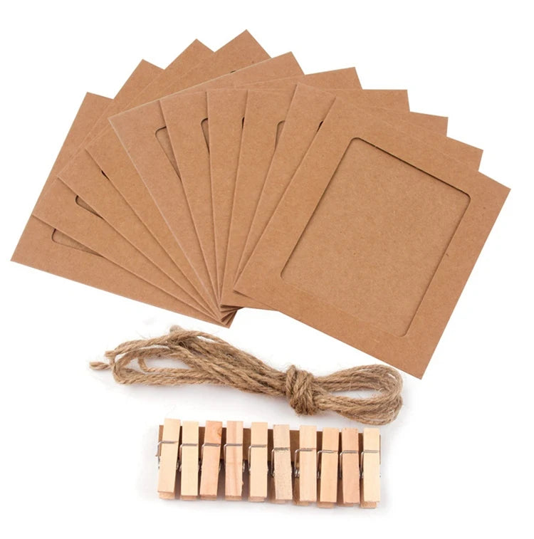 décoration photo mariage anniversaire guirlande lumineuse pinces bois cartes quadrillées vintage bohème