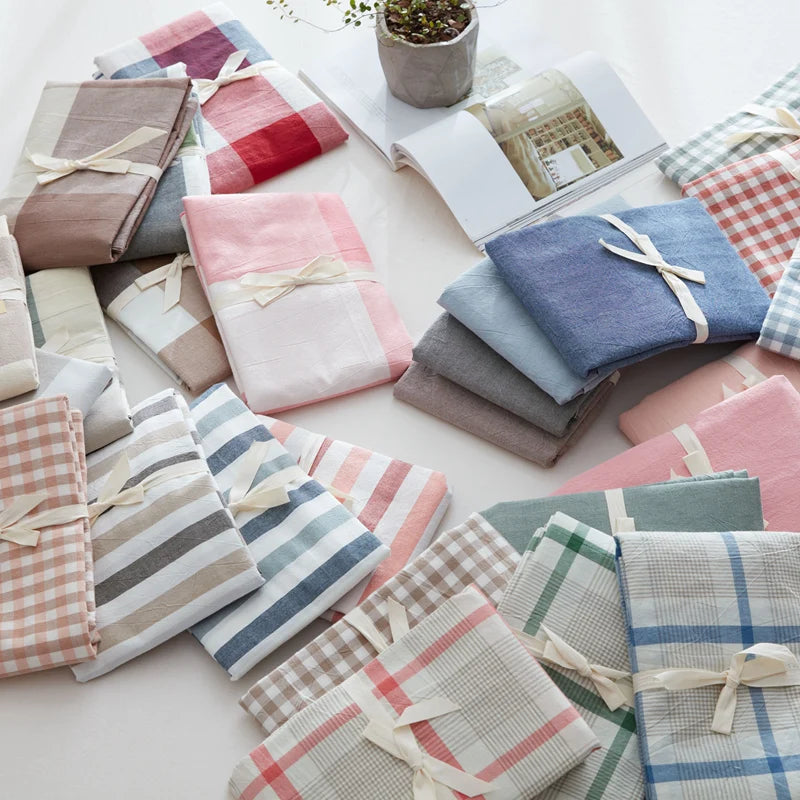 lot deux serviettes bain coton carreaux rose bleu beige gris vert blanc moderne