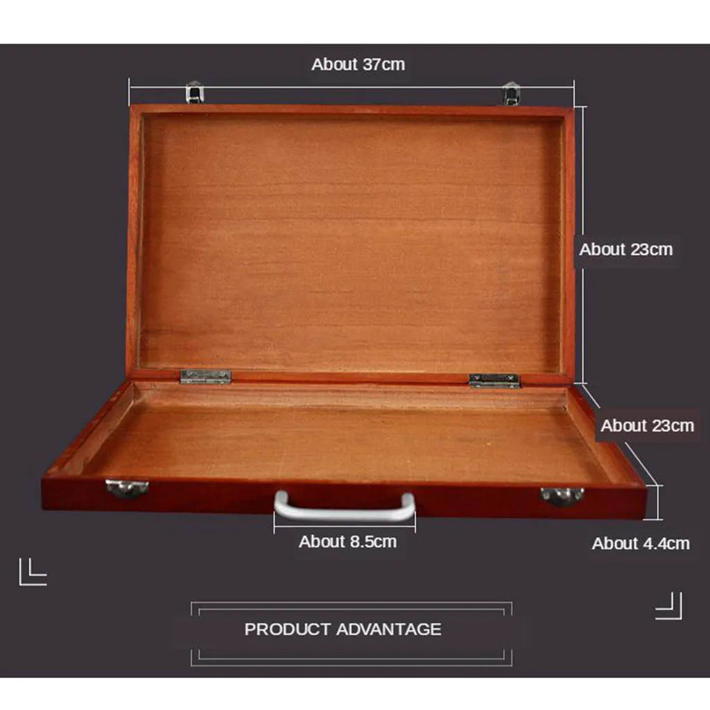 boîte peinture bois marron vintage poignée cuir organisation artiste portable almacenamiento pinturas