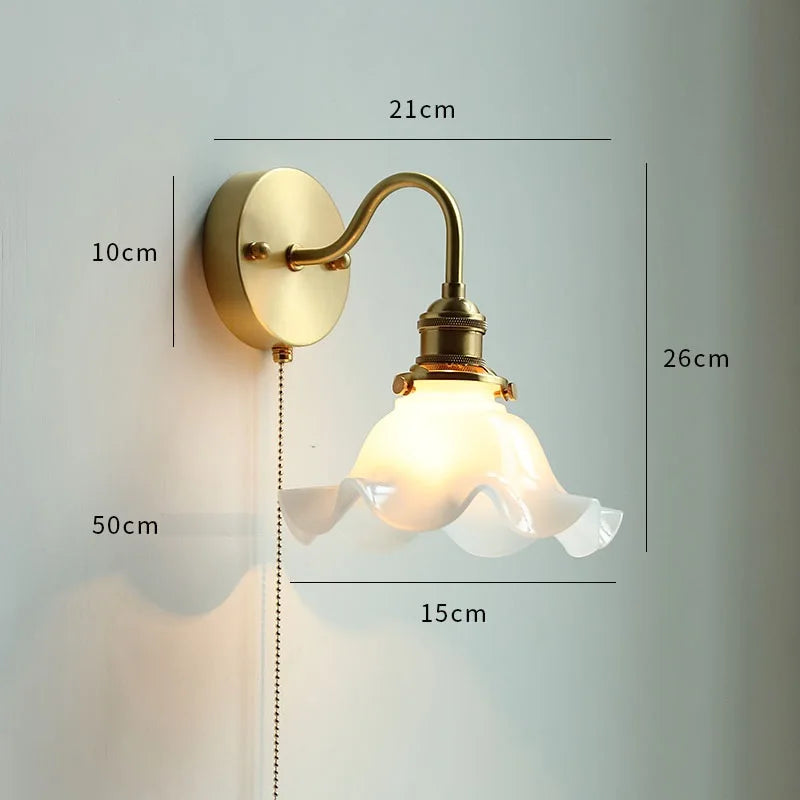 lampe murale moderne or transparent interrupteur câble fixation 22cm 18cm