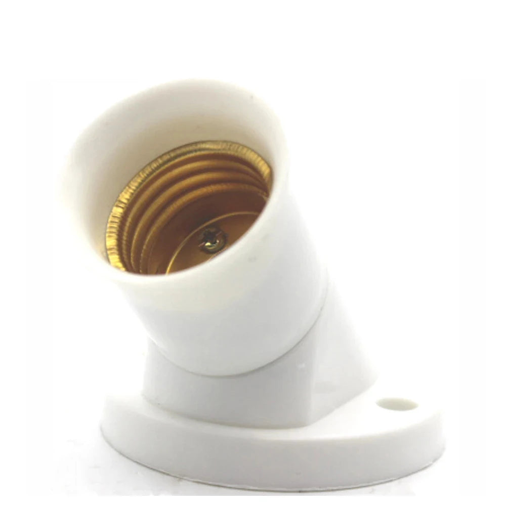 support lampe blanc angle métal douille led économique base mur fixe