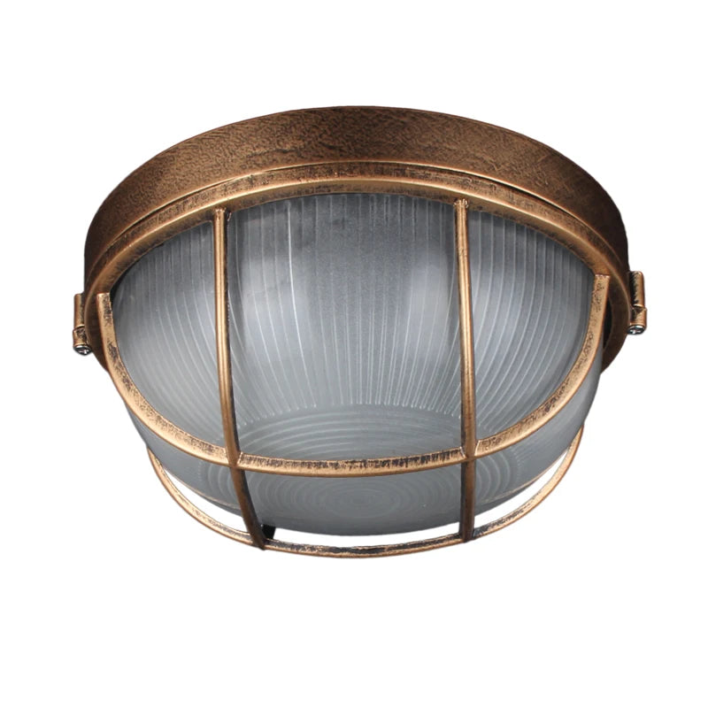 Lampe vintage métal bronze rayures verticales gris translucide étanche chambre cuisine