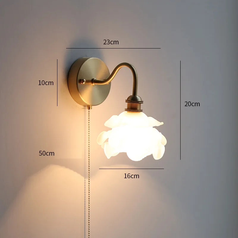 lampe murale moderne or transparent interrupteur câble fixation 22cm 18cm