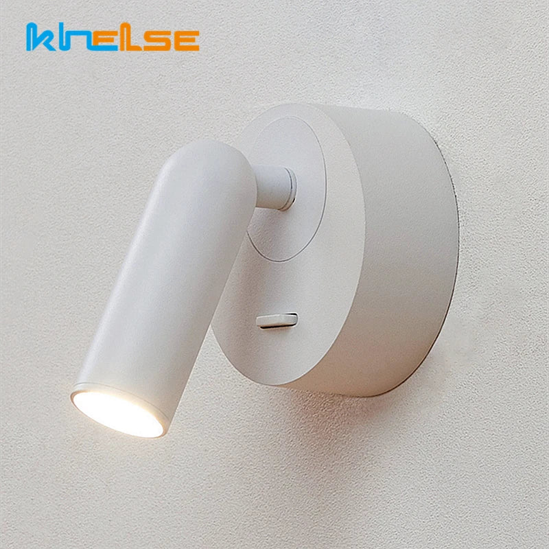 applique murale moderne blanc noir rond carré vis fixation mur 3w led 220v 110v