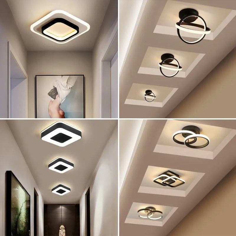 plafonnier moderne led acrylique blanc noir geometrique salle manger chambre cuisine entree
