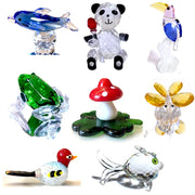 presse papier cristal dauphin panda toucan grenouille champignon papillon or vert clair