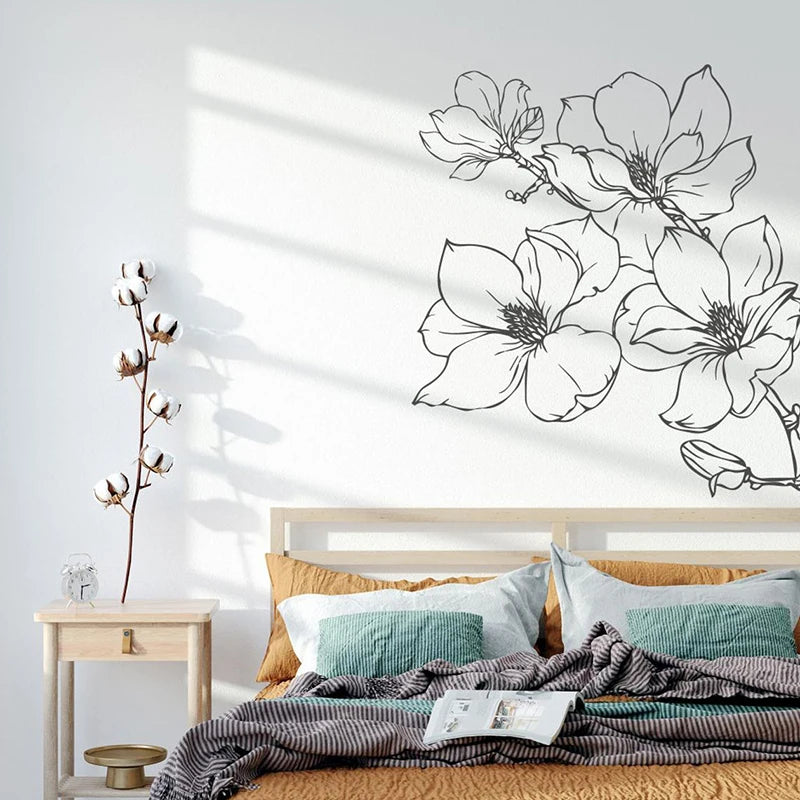 Détail autocollant mural PVC avec design fleurs et plantes