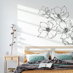 Détail autocollant mural PVC avec design fleurs et plantes