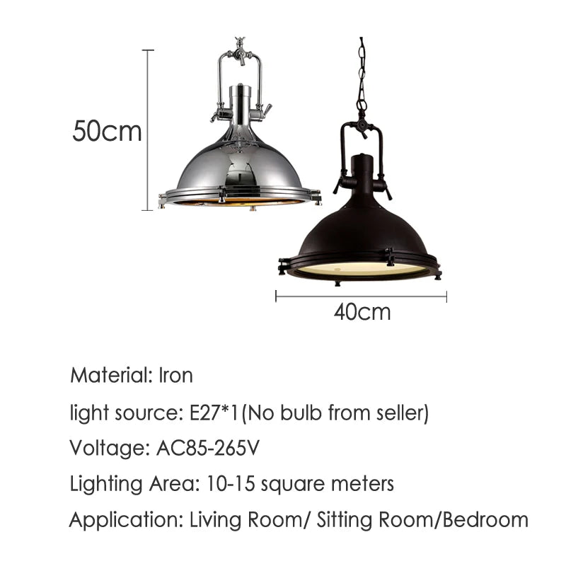 lampe suspendue industrielle vintage or argent noir métal brillant e27 étude salon chambrehôtel