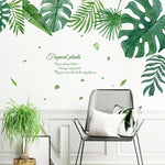 autocollant mural feuilles tropicales moderne adhésif vert opaque décoration murale résistant eau chambre salon