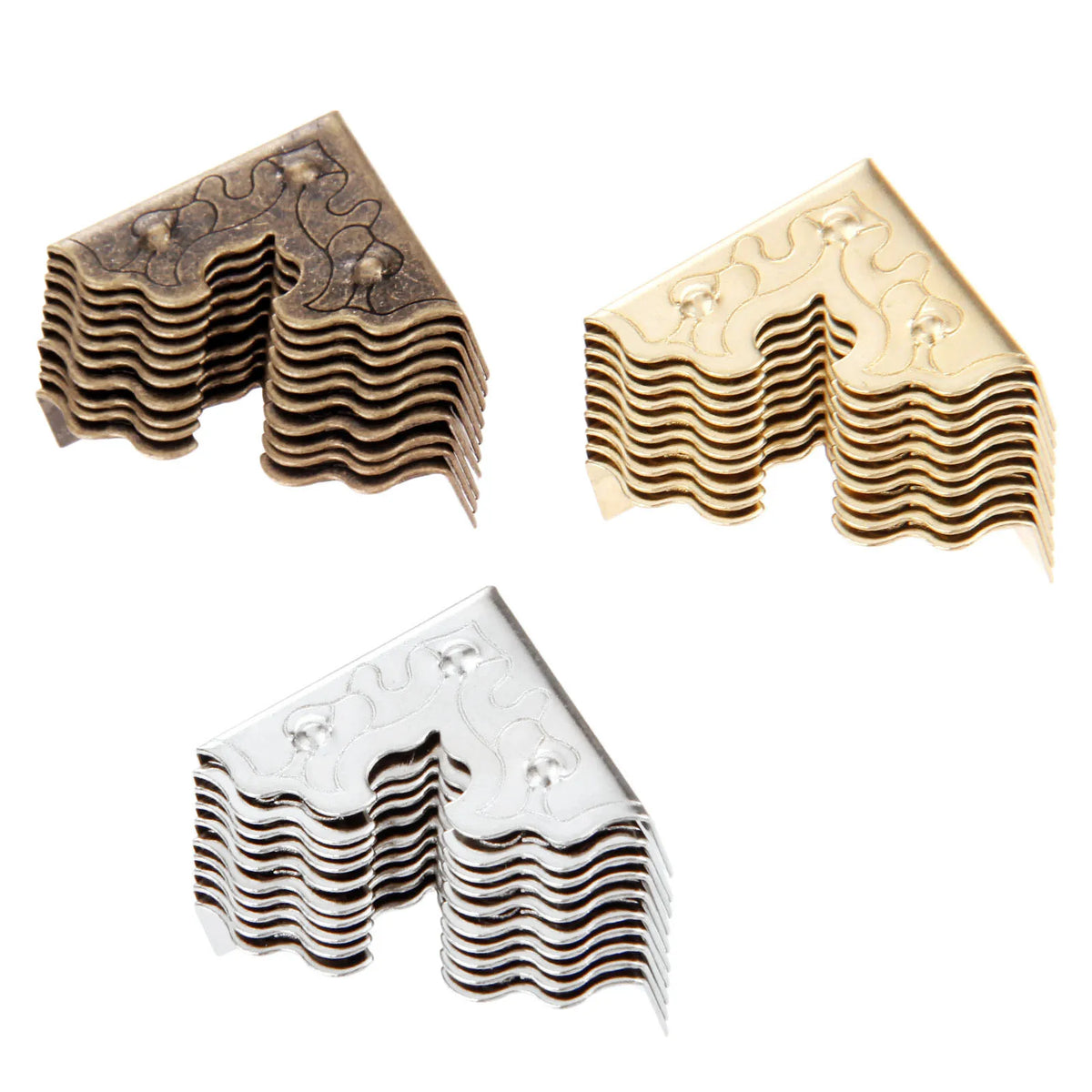 protections angle decoratives bronze argent gold meuble ancien floral abstrait gravures vintage fixations vis