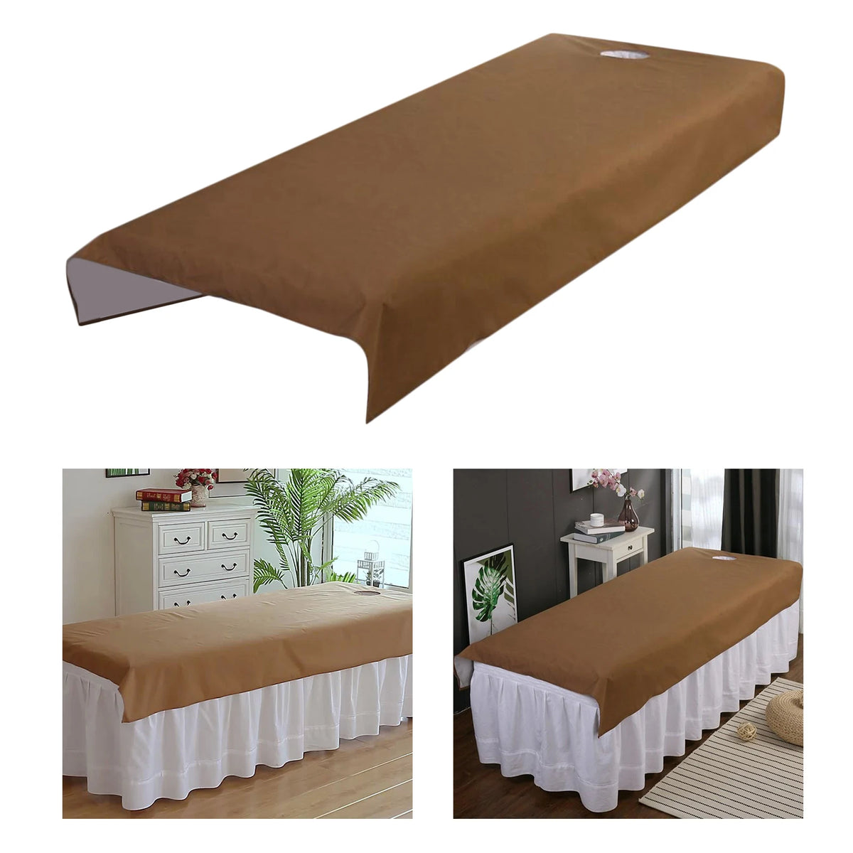 drap table massage uni imperméable marron blanc violet vert moderne spa relaxation face trous