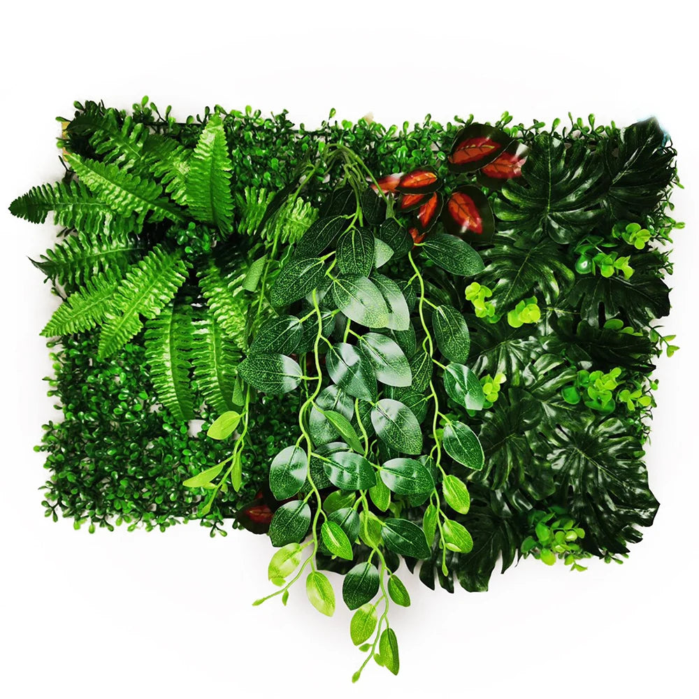 panneau végétal artificiel feuilles naturelles extérieur herbes variées stylisé accrochableextérieur vertbrunfoncé