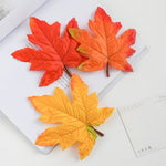 feuilles erable artificielles soie couleur automne orange rouge jaune decoration exterieur naturelle detaillee festive