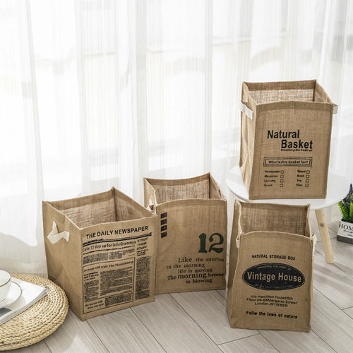 Panier de rangement cube en jute bleu pliable