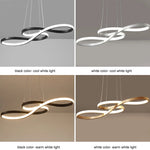 Suspension lumineuse moderne or blanc noir contemporain fixée chaînes