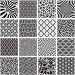 stencils géométriques motifs floraux décoration murale panneaux artistiques illusions optiques assiettes décoratives motifs traditionnels