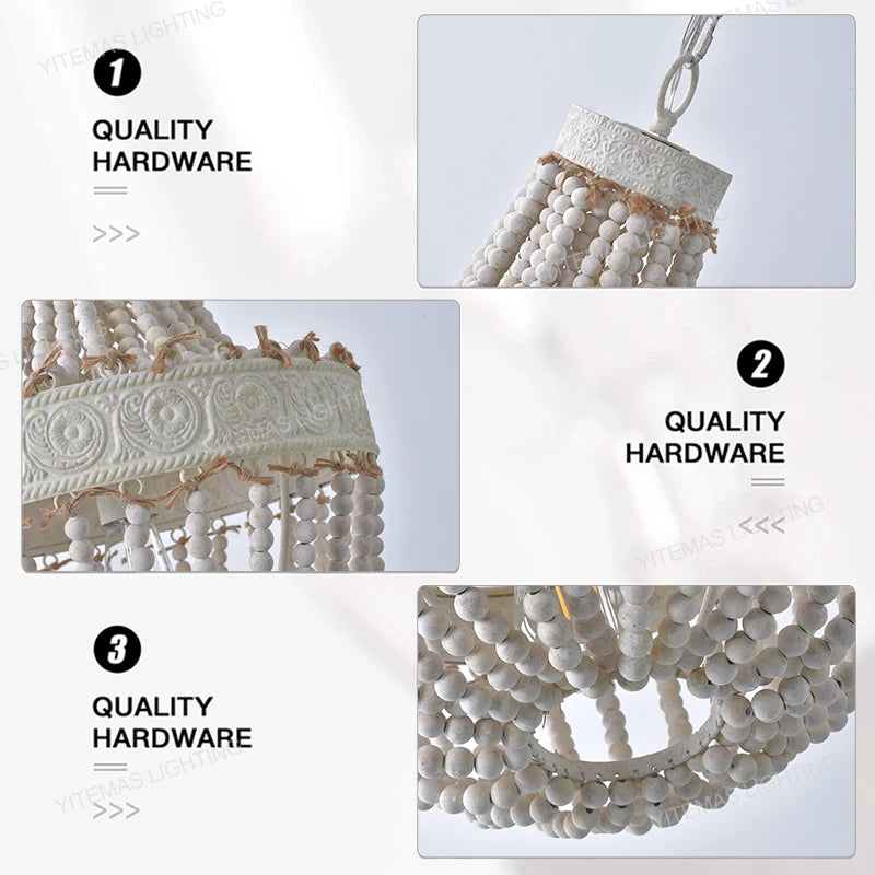 suspension lumineuse bois corde chanvre blanc gris rustique bohème 3luxe