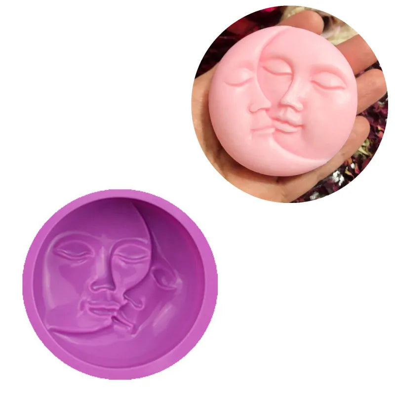moule silicone bougie visage sculpté blanc rose violet artisanal moderne