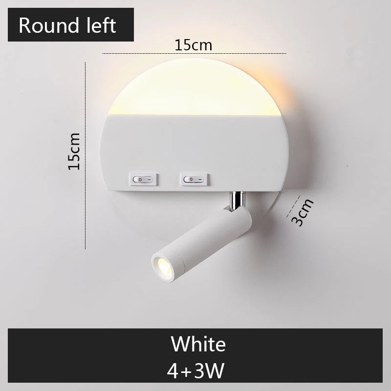 lampe murale moderne LED noir blanc interrupteurs éclairage quotidien chambre cuisine salle manger entrée