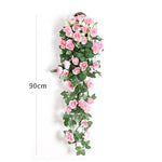 décoration murale guirlande florale roses artificielles feuilles vertes suspension intérieure mariage