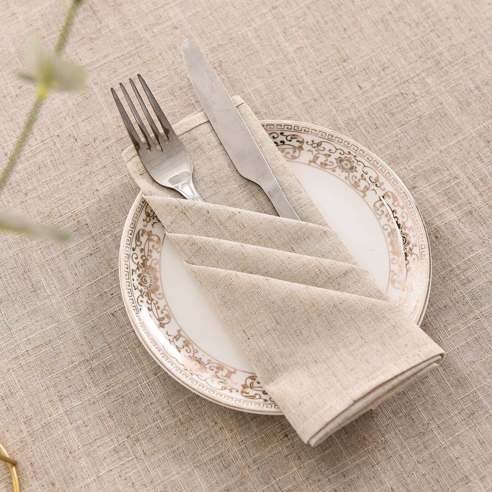 serviettes table lin naturel beige clair classique maison restaurant mariage festive
