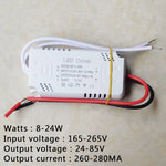 driver led blanc moderne 260 300ma 165 265v ac input 120 240v dc output