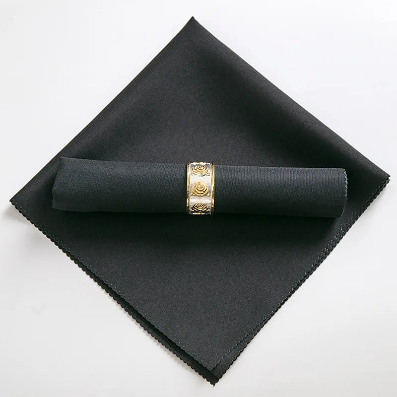 serviettes table pliées polyester 48x48cm orange vert beige gris violet marron rouge classique clips