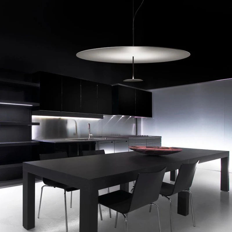lampe suspendue moderne blanc noir led 2000lm 15m² éclairage salon chambre