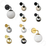applique murale led moderne sphère verre gravée noir doré chambre salon cuisine 150mm 200mm