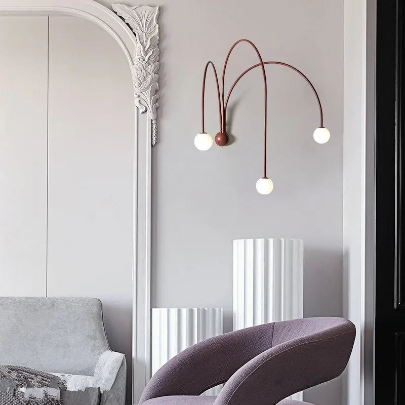 lampe murale moderne sphères blanches structure métal marron éclairage quotidien cuisine chambre coucher salle