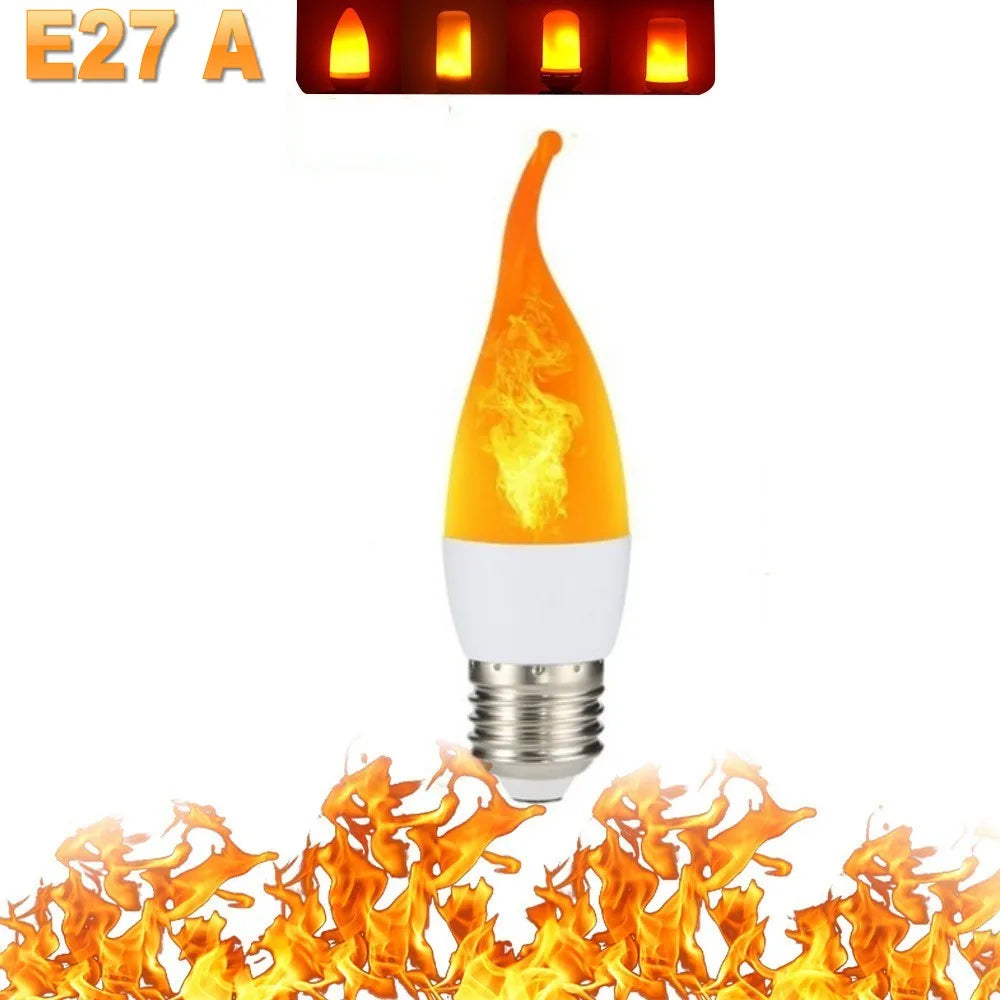 ampoule effet flamme led modes e14 e27 décoration intérieure simulant feu orange blanc