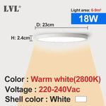 plafonnier led moderne blanc 220v 12w 18w 24w 32w 5000k 2000lm 30m²