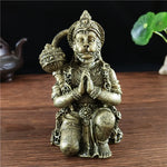 statue hanuman dieu singe bronze details sculptés decoration religieuse traditionnelle hindoue massue ornée