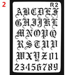 gabarits lettres gothiques adhésifs peinture murale stencil alphabet wall painting embossing opaque deco album