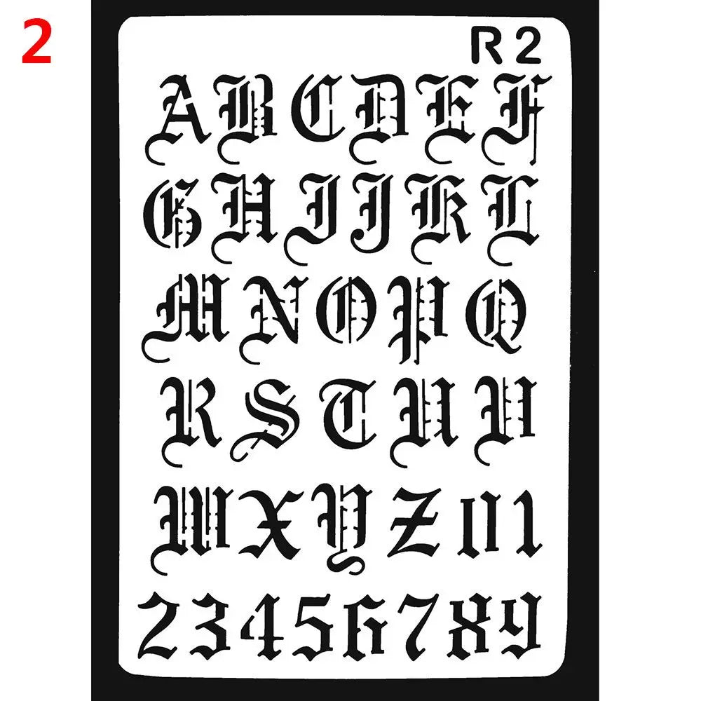 gabarits lettres gothiques adhésifs peinture murale stencil alphabet wall painting embossing opaque deco album