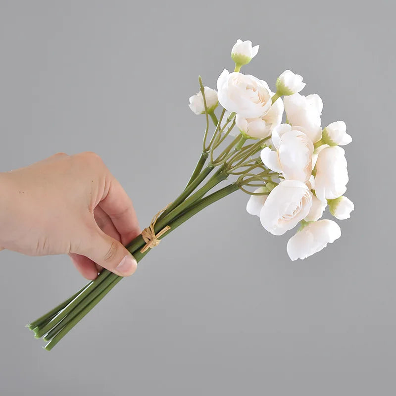bouquet fleurs artificielles soie rose blanc vert clair moderne élégant décoration intérieur noël mariage