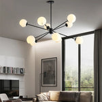 suspension lumineuse moderne or noir sphères transparentes scandinave