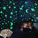 décoration murale enfantine autocollants phosphorescents étoiles lunes planètes fusées vertclair moderne chambre