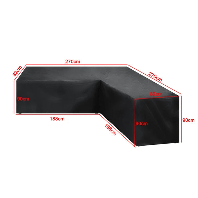 housse canapé extérieur polyester noir moderne élastiques 286x222x82cm