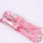 pompons rideau élégants rose doré gris rouge marron tissu uni noeuds décoratifs fixés