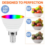 Ampoule LED RGB E14 spot rayures colorées moderne blanc opacité 50000h durée vie