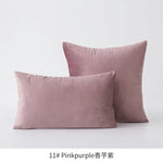 housse coussin violet velours doux décoration canapé chambre lit moderne unis 30x50cm 45x45cm