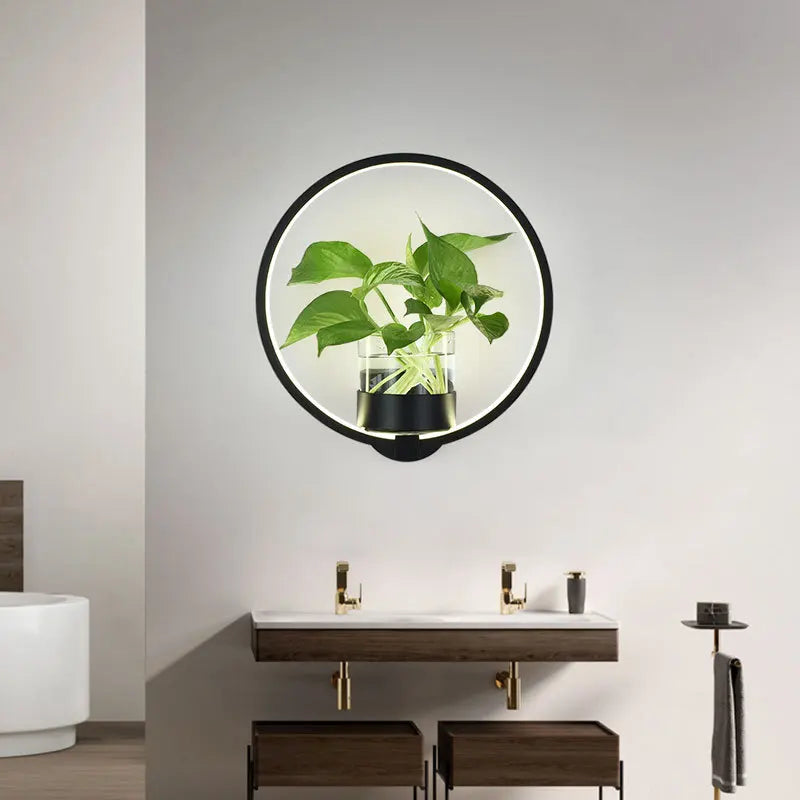 applique murale moderne minimaliste plante feuilles vertes nordique chambre cuisine entrée salle manger