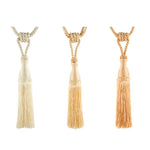 accessoires rideau attaches pompons franges tressage corde beige doré blanc cassé bohème classique