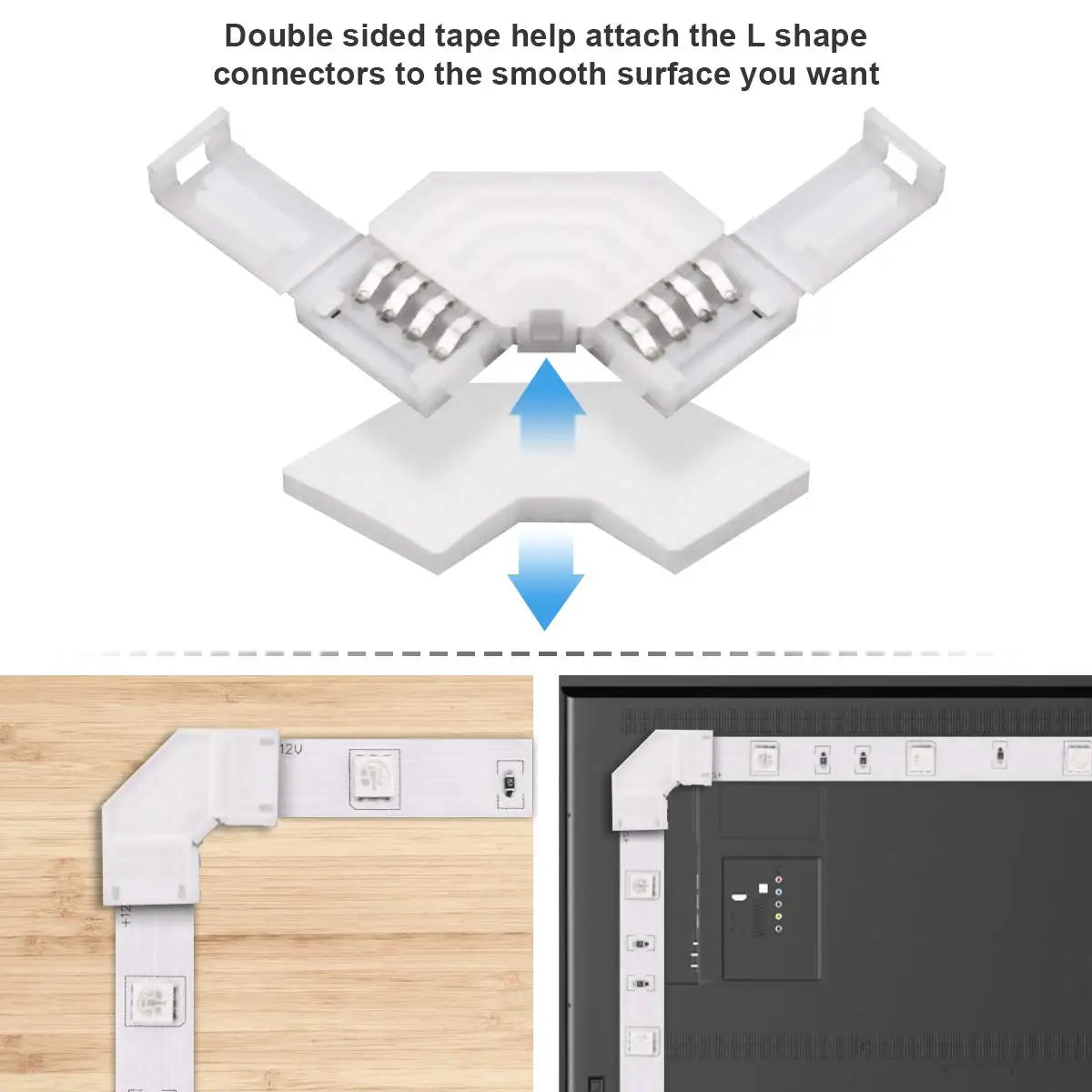 connecteur ruban led blanc moderne adhésif 10mm ip20 sans soudure plastique lisse