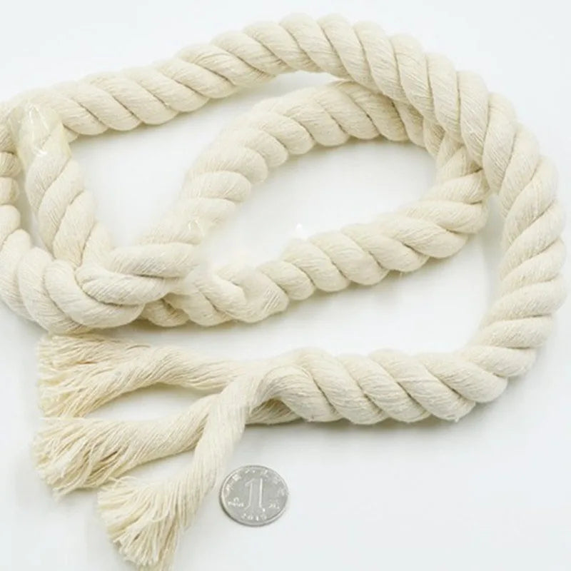corde macramé coton beige 6mm 7mm 8mm rustique artisanal tissée spirale imperméable enduite decoration